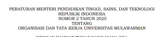 Organisasi dan Tata Kerja Universitas Mulawarman