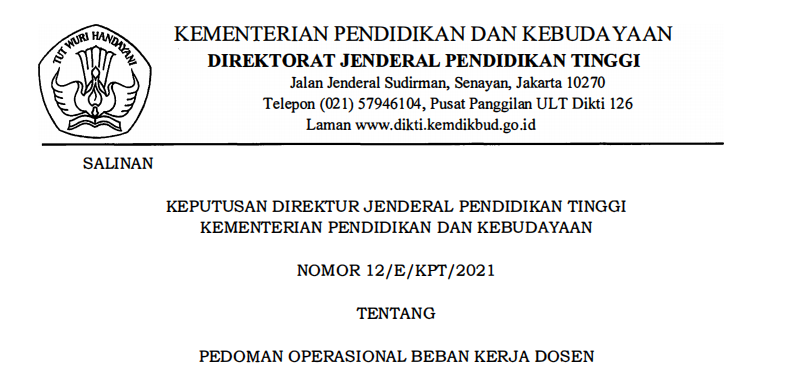 Pedoman Operasional Beban Kerja Dosen