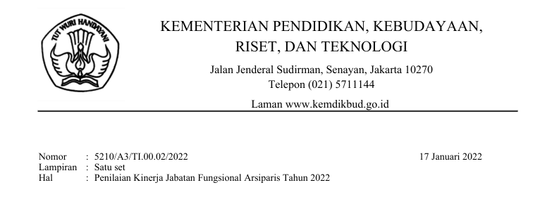 Penilaian Kinerja Jabatan Fungsional Arsiparis Tahun 2022