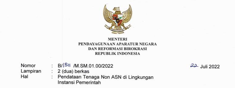 Pendataan Tenaga Non ASN di Lingkungan Instansi Pemerintah