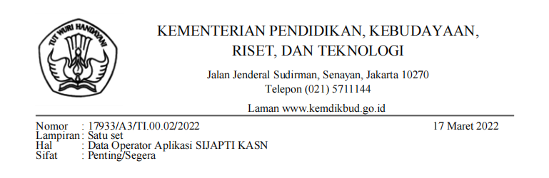 Data Operator Aplikasi SIJAPTI KASN