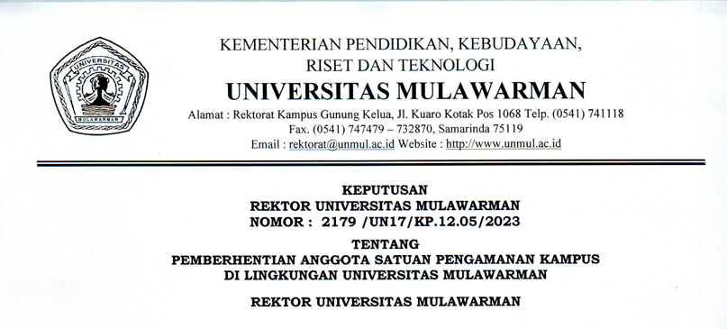 Pemberhentian Anggota Satuan Pengamanan Kampus di Lingkungan Universitas Mulawarman