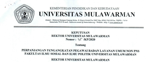Perpanjangan Pengangkatan Pegawai Badan Layanan Umum Non PNS FISIPOL Universitas Mulawarman