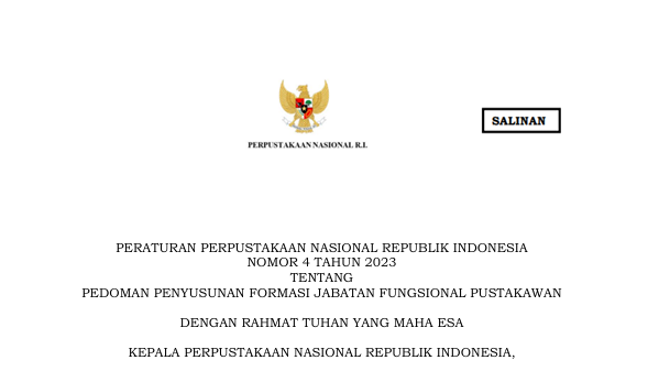 Pedoman Penyusunan Formasi Asisten Jabatan Fungsional Perpustakaan