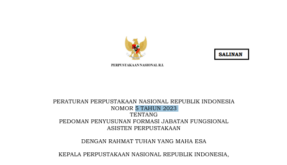 Pedoman Penyusunan Formasi Asisten Jabatan Fungsional Asisten Perputakaan