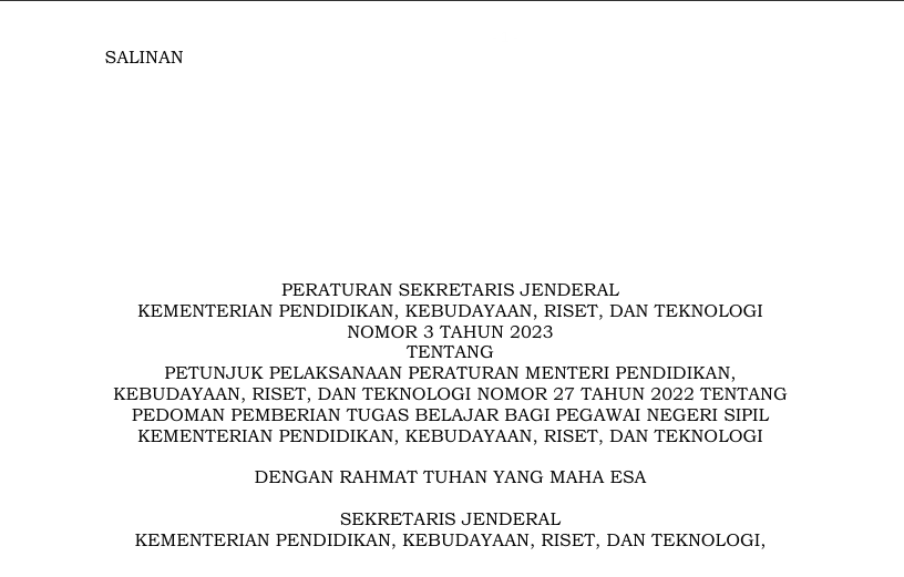 Pedoman Pemberian Tugas Belajar PNS