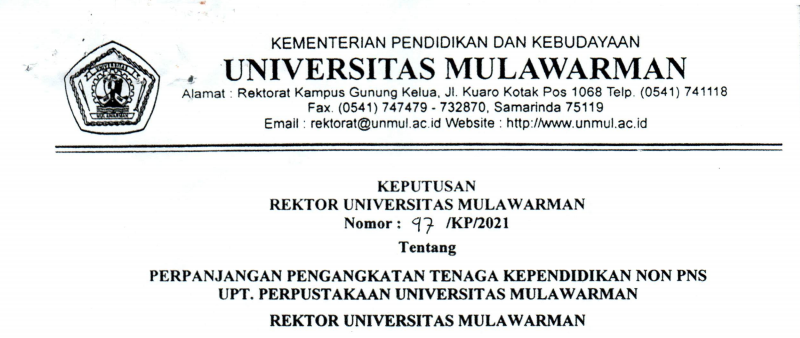 Perpanjangan Pengangkatan Tenaga Kependidikan Non PNS UPT. Perpustakaan Universitas Mulawarman