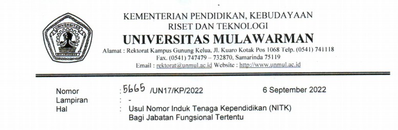 Usul Nomor Induk Tenaga Kependidikan (NITK) Bagi Jabatan Fungsional Tertentu