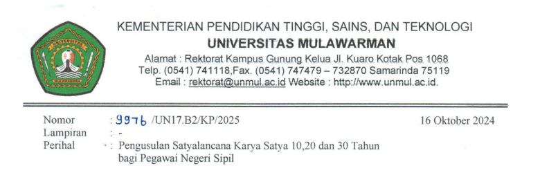 Pengusulan Satyalancana Karya 10,20 dan 30 Tahun bagi Pegawai Negeri Sipil